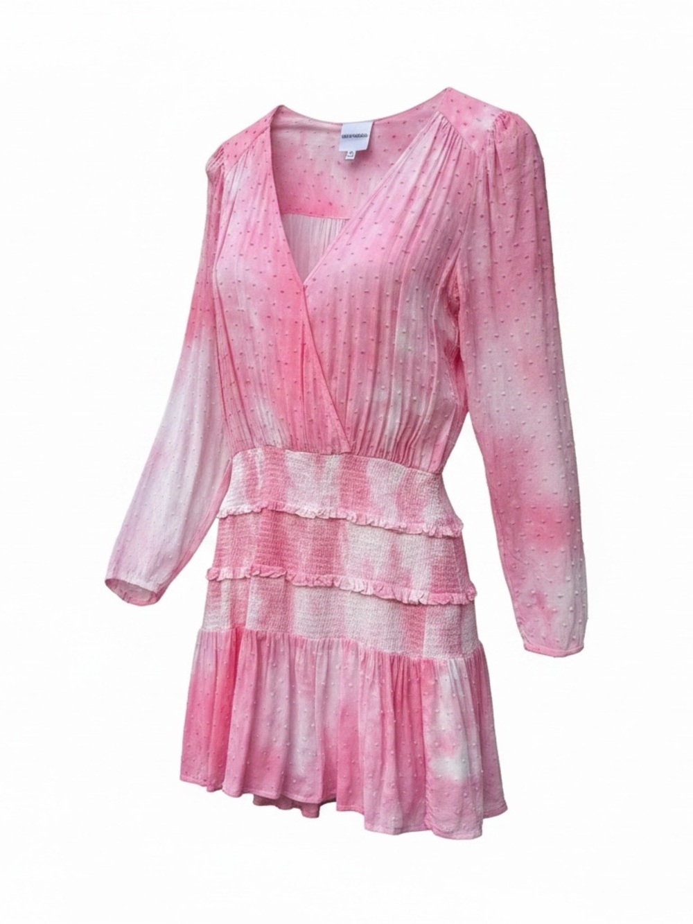 Skylar & Madison Pink Tie-Dye V-Neck Tiered Mini Dress - Picture 4 of 6